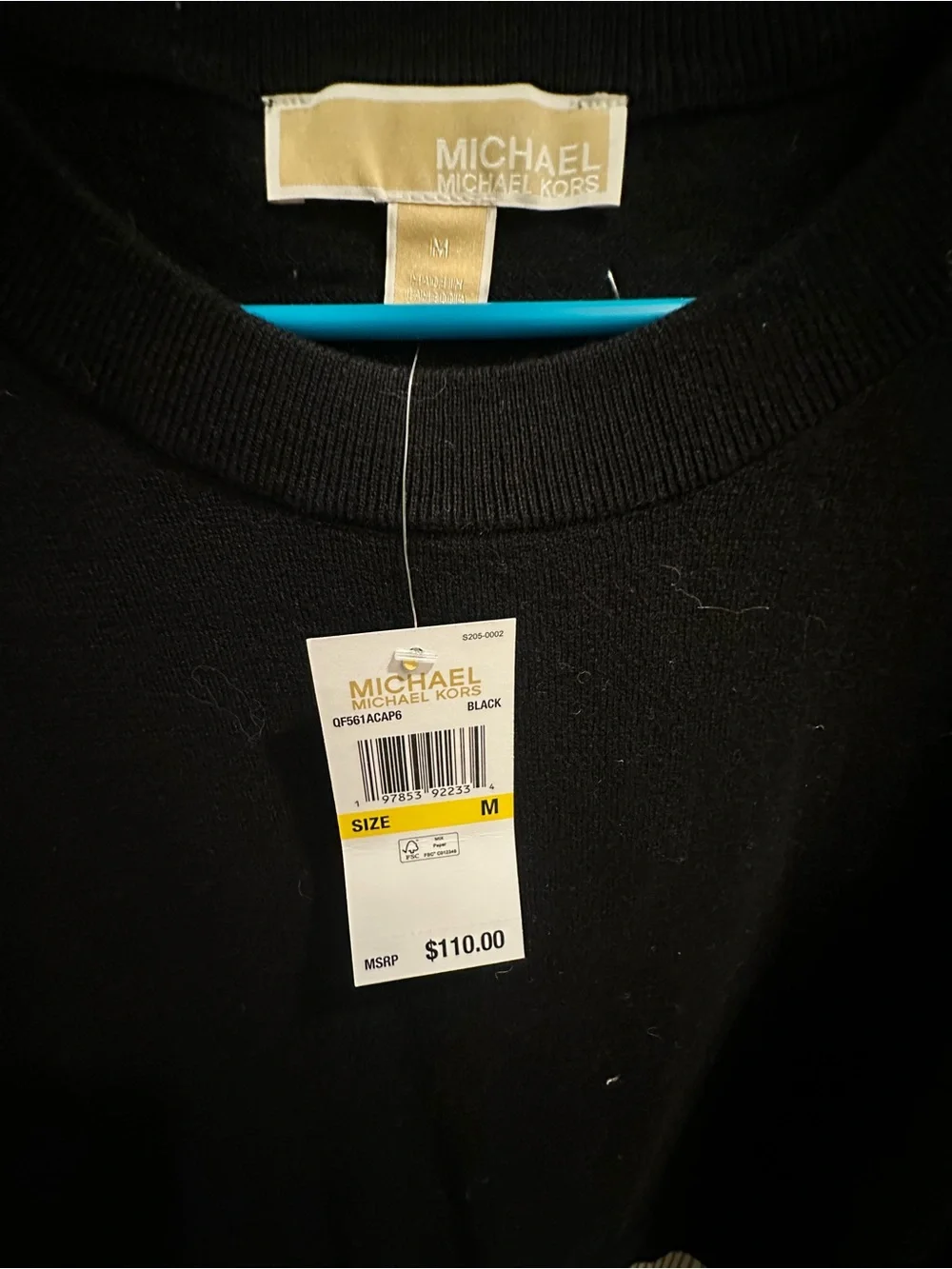 Michael Kors Black Layered-Look Sweater Top with Striped Hem